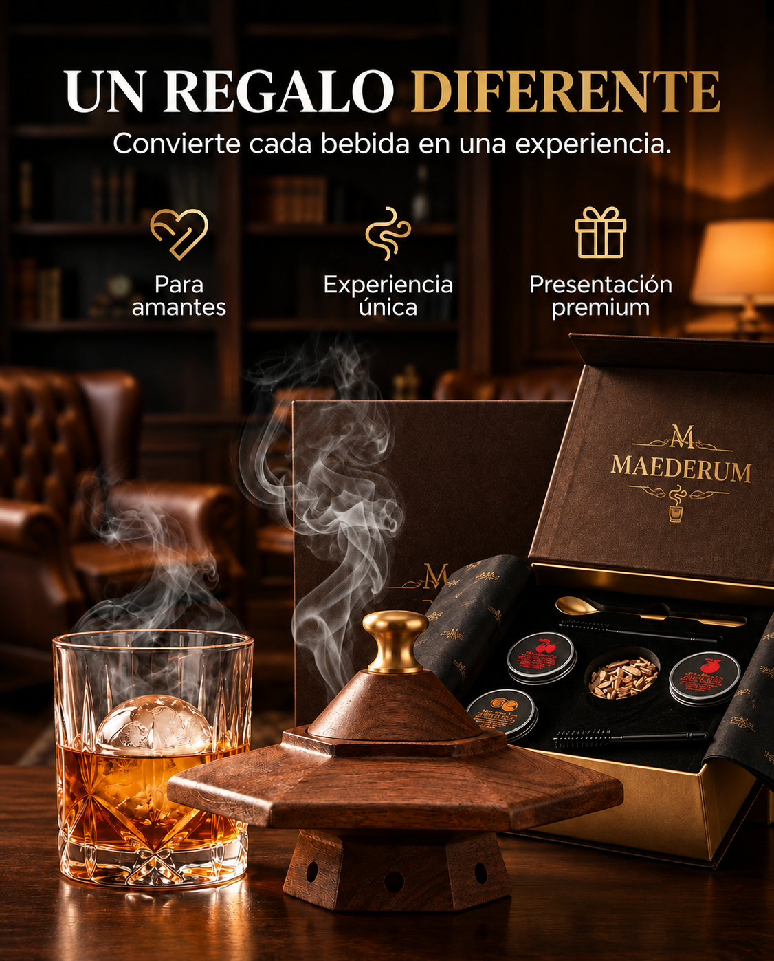 Ahumador de Whisky con Kit de 4 Maderas